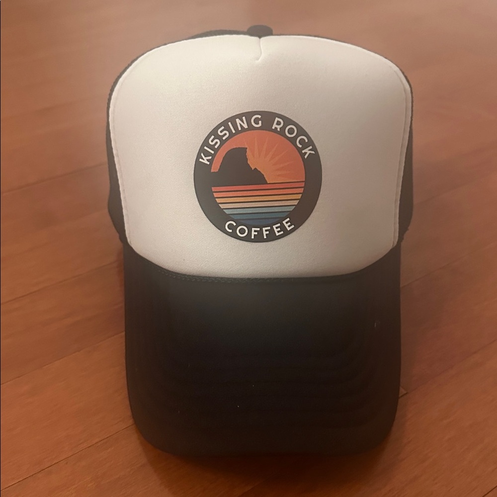 ‘Kissing Rock Coffee’ Adjustable Crown Trucker Hat from Gold Beach Oregon